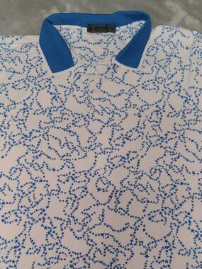 G/FORE Star Pattern Golf Polo White Blue Men’s XL Performance Shirt